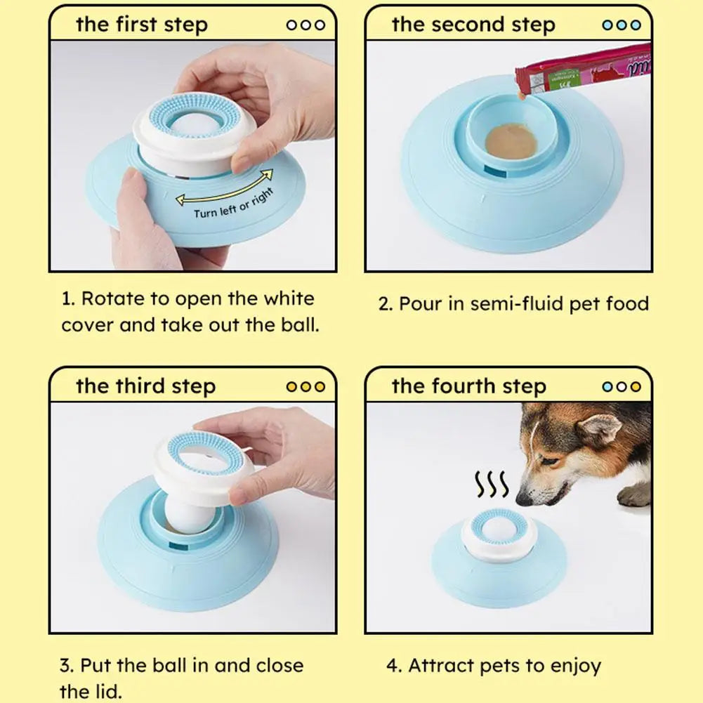 Dog Lick Ball Toy Slow Feeder for Dog Cat Liquid Food Calming Enrichment Toy for Bathing Grooming Anxiety Relief Lick Mat